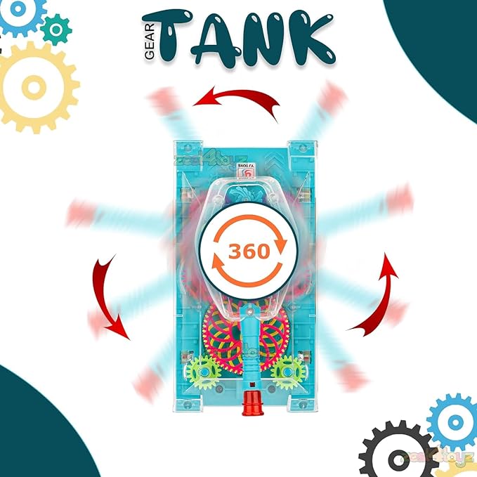 Light Up Transparent Gear Tank Toy for Kids