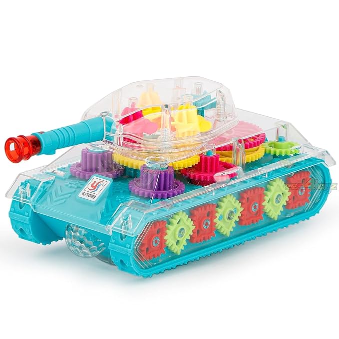 Light Up Transparent Gear Tank Toy for Kids