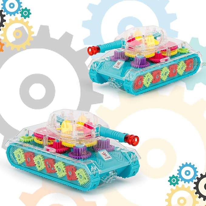 Light Up Transparent Gear Tank Toy for Kids